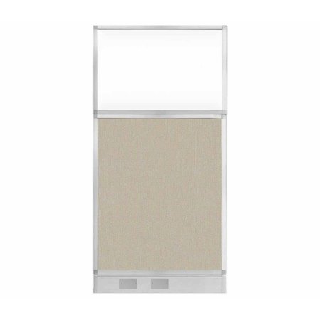 VERSARE Hush Panel Configurable Cubicle Partition 3' x 6' Sand Fabric Clear Window w/ Cable Channel 1856318-2